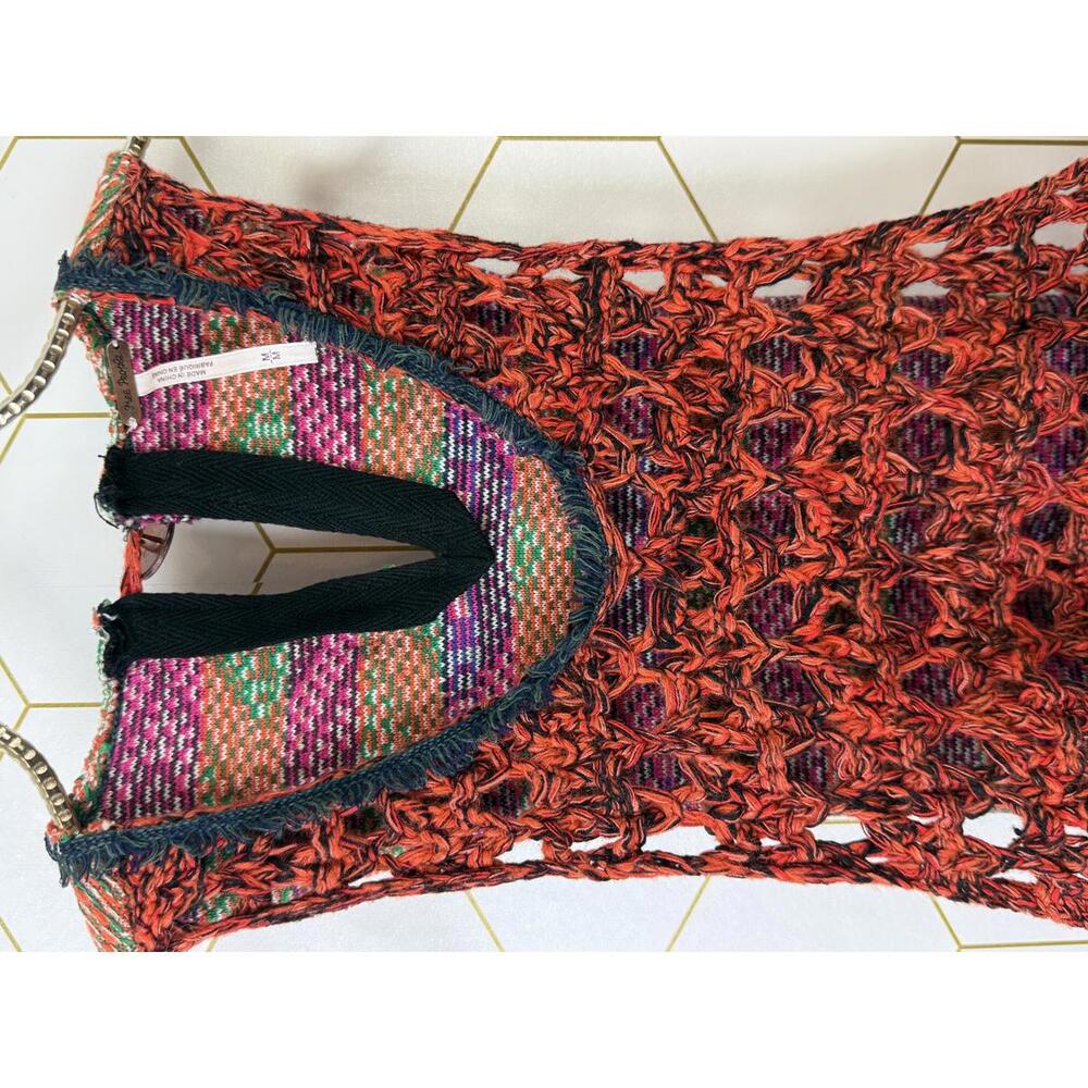 Free People Red Rare Hearts Crochet Sweater Tunic Dress - Size - Medium - Picture 8 of 9